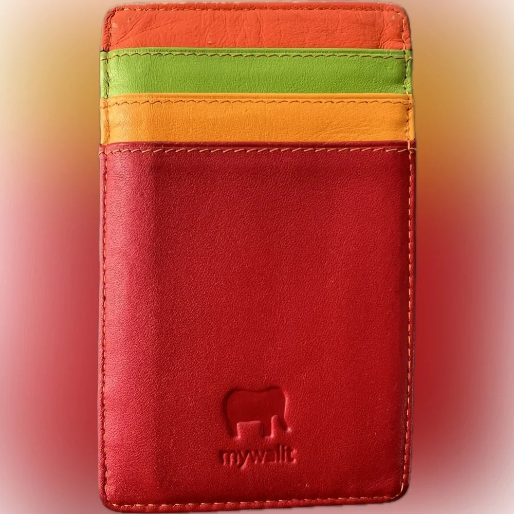 💲💳Leather Credit Card Case Holder Multicolor Red/Orange/Green/Yellow | MyWalit